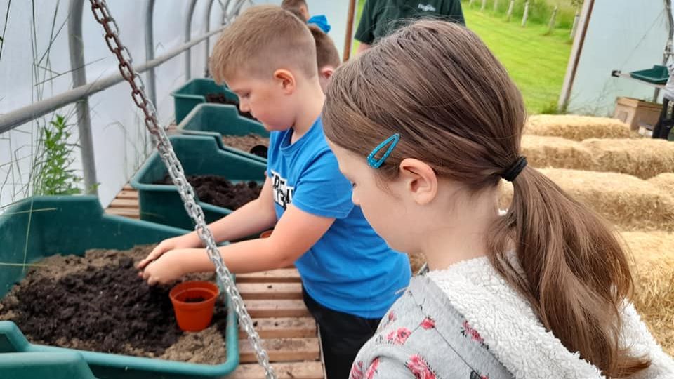 Youngsters planting at Haygrove Community Gardens